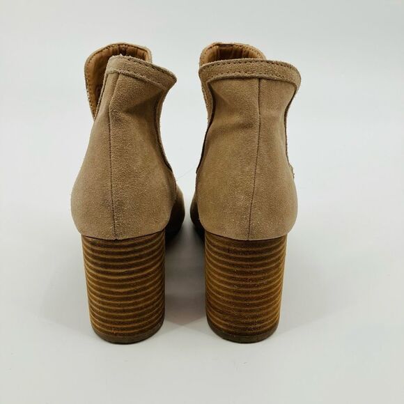 Joe's Jeans Ankle Boots Womens 7 Tan Suede Open Toe Booties - Picture 4 of 6